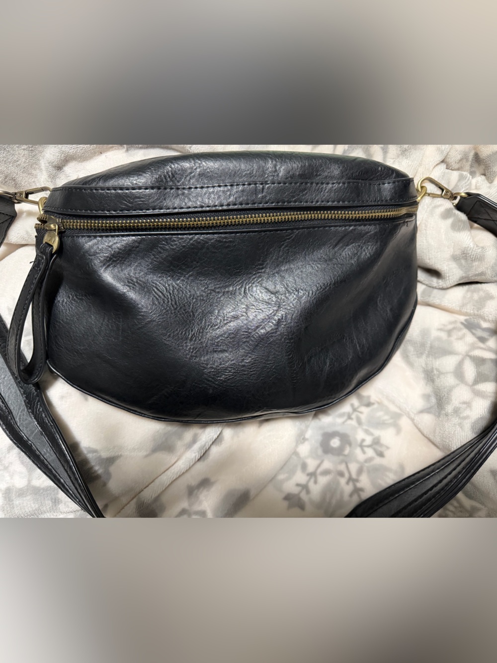 Joy Brand -Black Leather Crossbody Bag with Gold Zipper